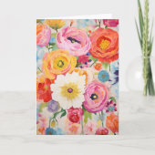 牡丹ブーケ開花抽象芸術アート シーズンカード (正面)