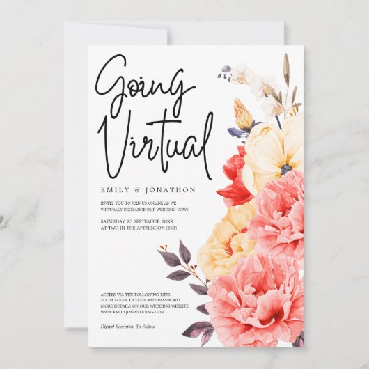 牡丹マグノリア水の色が仮想結婚の 招待状 (正面)