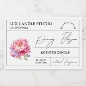 牡丹ミニマルエレガントろうそく瓶ラベル フードラベル (シングルラベル)