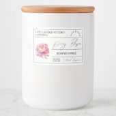 牡丹ミニマルエレガントろうそく瓶ラベル フードラベル (正面)