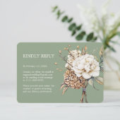 牡丹モダンと紫陽花オリーブグリーン結婚ズ 出欠カード (スタンド正面)