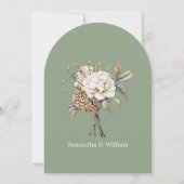 牡丹モダンと紫陽花オリーブグリーン結婚ズ 招待状 (裏面)