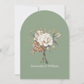 牡丹モダンと紫陽花オリーブグリーン結婚ズ 招待状 (裏面)