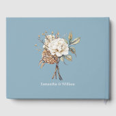 牡丹モダン紫陽花パウダーブルー結婚ズ ゲストブック (裏面)