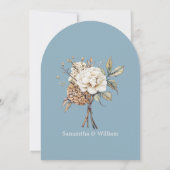 牡丹モダン紫陽花パウダーブルー結婚ズ 招待状 (裏面)