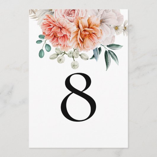 牡丹モダン花模様サンゴピーチテーブル番号 (裏面)