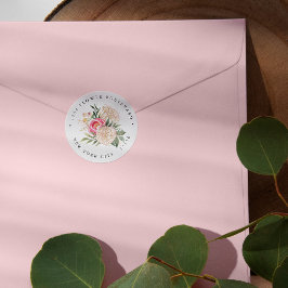 牡丹モダン金ゴールドブーケボタニカル差出人住所 ラウンドシール