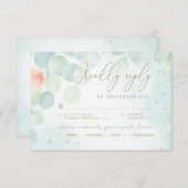 牡丹ユーカリ緑のモノグラムの食事の選択 出欠カード (正面/裏面)