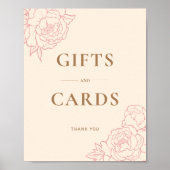 牡丹ラインアートギフト&カードサイン（ピンク） ポスター (正面)