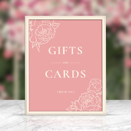 牡丹ラインアートギフト&カードサイン（ピンク） ポスター