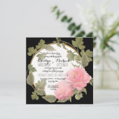 牡丹リースバイニング葉金ゴールドヴィンテージスクエア 招待状 (スタンド正面)