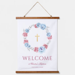 牡丹リース水の色ウェルカムバプテぶら下がったスマのTa 吊り下げ型タペストリー