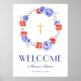 牡丹リース水彩歓迎バプテスマ ポスター