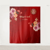 牡丹中国の結婚の背景 タペストリー (正面)