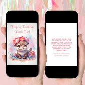 牡丹付水彩色オッター誕生日 カード