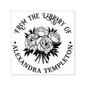 牡丹図書館のブーケ図書名エンボッサー セルフインキングスタンプ (デザイン)