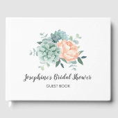 牡丹多肉類フローラ水彩ブライダルシャワー ゲストブック (正面)
