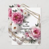 牡丹幾何リース結婚式招待状 招待状 (正面/裏面)