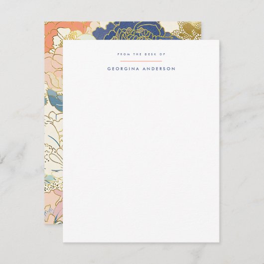 牡丹日本のの文房具 ノートカード (正面/裏面)