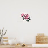 牡丹日本のミニマルア絵画ート ポスター (キッチン)