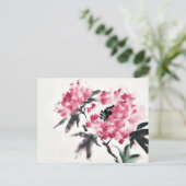 牡丹日本のミニマルア絵画ート ポストカード (スタンド正面)