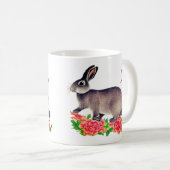 牡丹日本の付きウサギ – ウサギの年 コーヒーマグカップ (正面右)