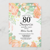 牡丹桃フローラサプライズ80誕生日 招待状 (正面/裏面)