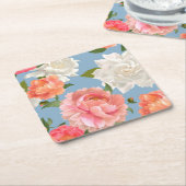 牡丹模様 スクエアペーパーコースター (アングル)