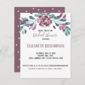 牡丹水彩水玉模様バックブライダルシャワー 出欠カード (正面/裏面)