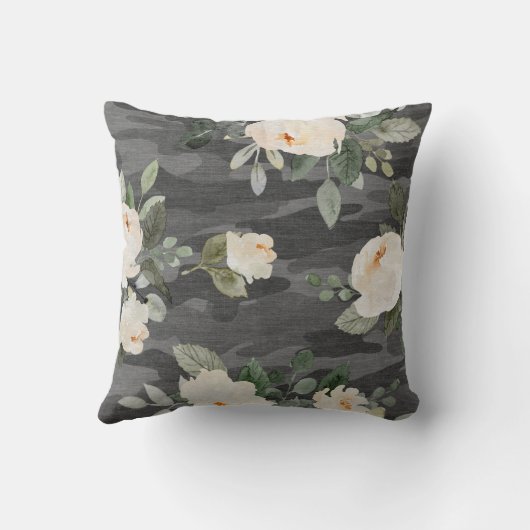 牡丹灰色迷彩柄装飾用クッション クッション (裏面)