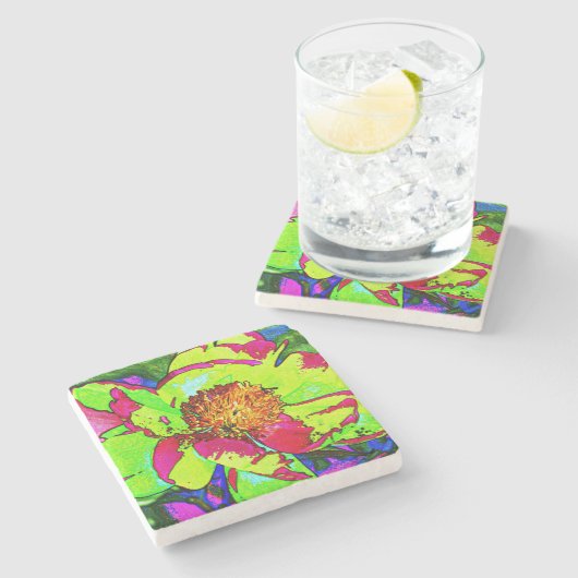 牡丹石コースター ストーンコースター (横)