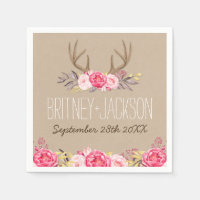 牡丹素朴と鹿アントラー結婚のナプキン