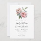 牡丹素朴ピンクフローラ結婚ズ 招待状 (正面)