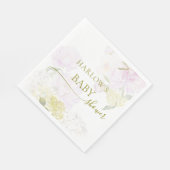 牡丹紫陽花パステルウォーターカラーベビーシャワー スタンダードランチョンナプキン (角)