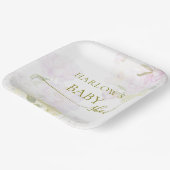 牡丹紫陽花パステルウォーターカラーベビーシャワー ペーパープレート (傾斜あり)