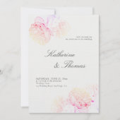 牡丹結婚のピンクのレインボーエレガントタックス 招待状 (正面)