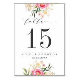 牡丹結婚金ゴールドパーソナライズされた表番号 テーブルナンバー