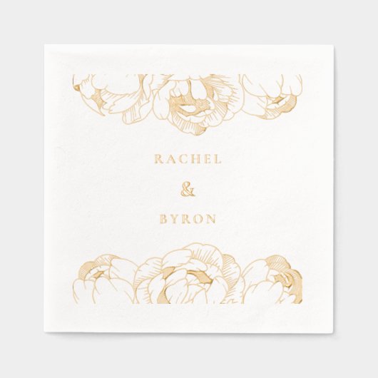 牡丹結婚金ゴールド 箔ナプキン (正面)