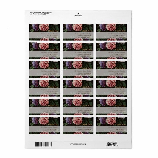 牡丹絵画の2家族ありがとう住所 シール (フルシート)