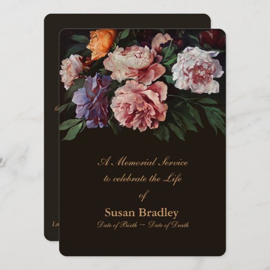 牡丹絵画フローラ2回追悼式 招待状 (正面/裏面)