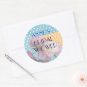 牡丹花とドットブライダルシャワーステッキ ラウンドシール (封筒)