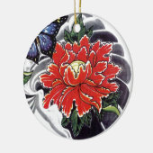 牡丹花の入日本の墨デザイン セラミックオーナメント (左)