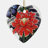 牡丹花の入日本の墨デザイン セラミックオーナメント (右)