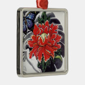 牡丹花の入日本の墨デザイン メタルオーナメント (右)