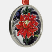 牡丹花の入日本の墨デザイン メタルオーナメント (右)