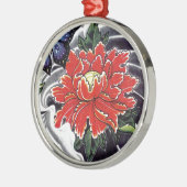 牡丹花の入日本の墨デザイン メタルオーナメント (左)
