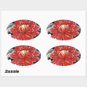 牡丹花の入日本の墨デザイン 楕円形シール (シート)