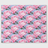 牡丹花文筆スケッチ包み紙 ラッピングペーパー (フラット)