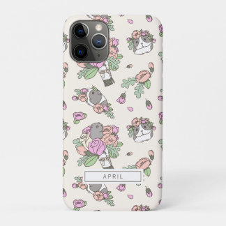 牡丹花模様のベージュモルモット iPhone 11 PROケース