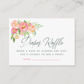 牡丹花赤ちゃんシャワーおむつラッフル エンクロージャーカード (正面)